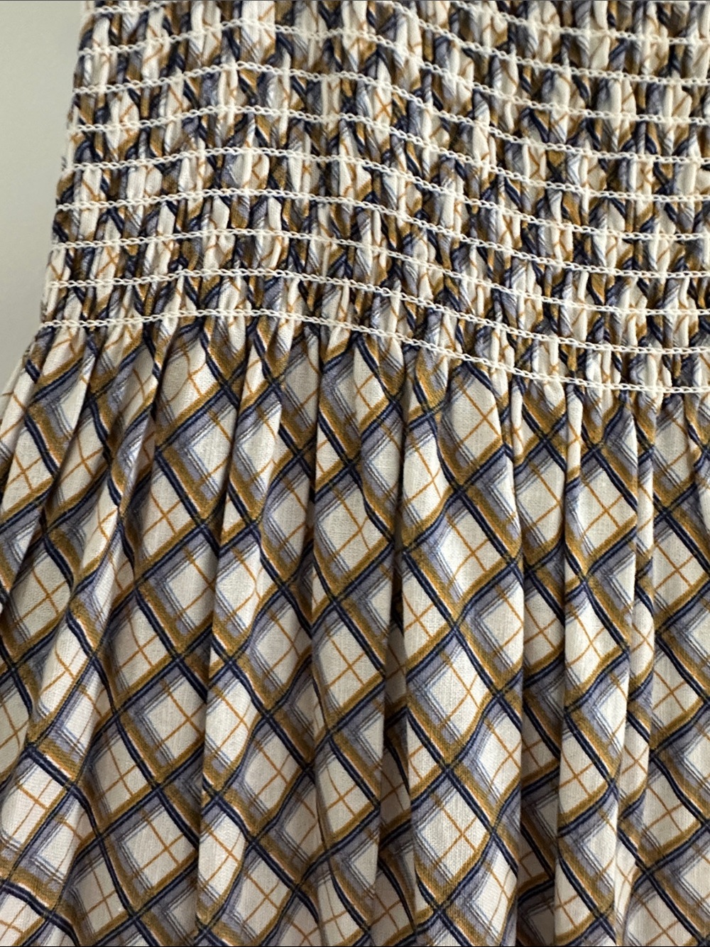 Smocked Plaid Maxi Dress in Blue and Brown - Picture 3 of 3